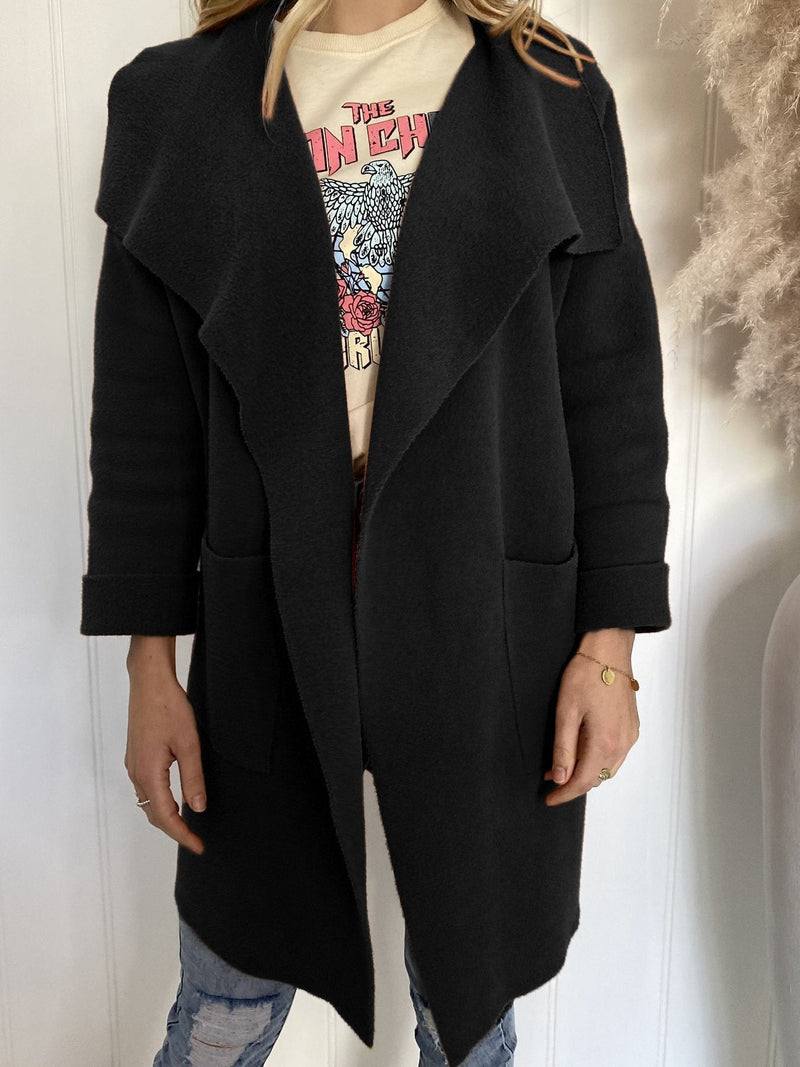 Women's Coats Solid Lapel Pocket Long Sleeve Coat - Coats & Jackets - INS | Online Fashion Free Shipping Clothing, Dresses, Tops, Shoes - 06/11/2021 - 20-30 - COA2111061287