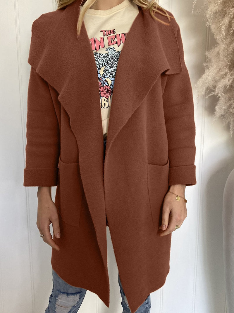 Women's Coats Solid Lapel Pocket Long Sleeve Coat - Coats & Jackets - INS | Online Fashion Free Shipping Clothing, Dresses, Tops, Shoes - 06/11/2021 - 20-30 - COA2111061287
