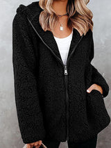 Women's Coats Solid Velvet Pocket Zipper Long Sleeve Coat - Coats & Jackets - INS | Online Fashion Free Shipping Clothing, Dresses, Tops, Shoes - 11/11/2021 - 30-40 - COA2111111299