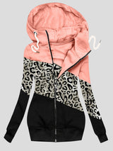 Women's Coats Three-Color Leopard Print Zip Drawstring Hooded Coat - Coats & Jackets - INS | Online Fashion Free Shipping Clothing, Dresses, Tops, Shoes - 01/12/2021 - 30-40 - COA2112011333