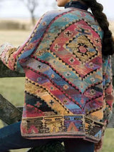 Women's Coats Vintage Print Long Sleeve Woolen Coat - Coats & Jackets - INS | Online Fashion Free Shipping Clothing, Dresses, Tops, Shoes - 18/10/2021 - 40-50 - COA2110181227