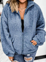 Women's Coats Woolen Fleece Zip Pocket Cardigan Coats - Coats & Jackets - INS | Online Fashion Free Shipping Clothing, Dresses, Tops, Shoes - 07/09/2021 - 20-30 - COA2109081134