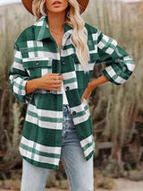 Women's Coats Woolen Plaid Button Long Sleeve Shirt Coats - Coats & Jackets - INS | Online Fashion Free Shipping Clothing, Dresses, Tops, Shoes - 24/09/2021 - 30-40 - COA2109241161