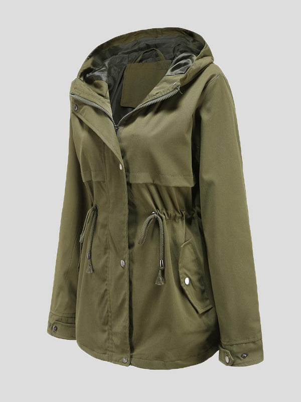 Women's Coats Zip Drawstring Outdoor Rainproof Hooded Jacket - Coats & Jackets - INS | Online Fashion Free Shipping Clothing, Dresses, Tops, Shoes - 27/08/2021 - COA2108271121 - Coats & Jackets