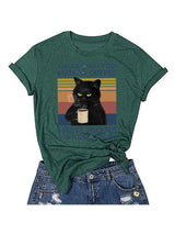 Women's Coffee Cat Print Casual Loose T-Shirt - T-Shirts - INS | Online Fashion Free Shipping Clothing, Dresses, Tops, Shoes - 02/22/2021 - 2XL - 3XL