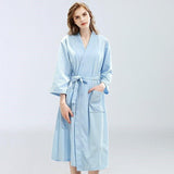 Women's Cotton Blend Terry Knee Length Spa Bath Robe - Robes - INS | Online Fashion Free Shipping Clothing, Dresses, Tops, Shoes - 03/03/2021 - Blue - Color_Blue