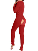 Women's Cozy Brushed Rib Long Johns With Cheeky Snap Closure Back Flap