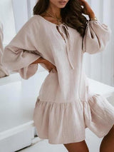 Women's Dresses Belted Loose Long Sleeve Mini Dress - Mini Dresses - INS | Online Fashion Free Shipping Clothing, Dresses, Tops, Shoes - 20-30 - 21/08/2021 - Category_Mini Dresses