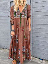 Women's Dresses Bohemian Drawstring Long Sleeve Dress - Maxi Dresses - INS | Online Fashion Free Shipping Clothing, Dresses, Tops, Shoes - 13/10/2021 - 30-40 - color-blue