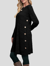 Women's Dresses Buttoned Round Neck Long Sleeve Dress - Midi Dresses - Instastyled | Online Fashion Free Shipping Clothing, Dresses, Tops, Shoes - 21/12/2021 - 30-40 - Casual Dresses