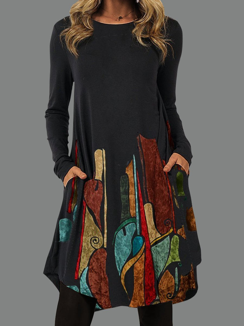 Women's Dresses Casual Printed Pocket Long Sleeve Dress - Mini Dresses - INS | Online Fashion Free Shipping Clothing, Dresses, Tops, Shoes - 20-30 - 26/10/2021 - Casual Dresses