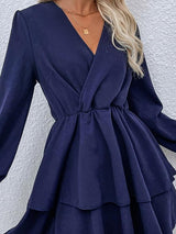 Women's Dresses Casual V-Neck Long Sleeve Mini Dress - Mini Dresses - INS | Online Fashion Free Shipping Clothing, Dresses, Tops, Shoes - 19/10/2021 - 30-40 - color-blue