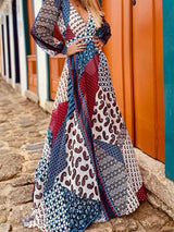 Women's Dresses Deep V-Neck Long Sleeve Halter Bohemian Dress - Maxi Dresses - INS | Online Fashion Free Shipping Clothing, Dresses, Tops, Shoes - 24/09/2021 - 30-40 - color-multi