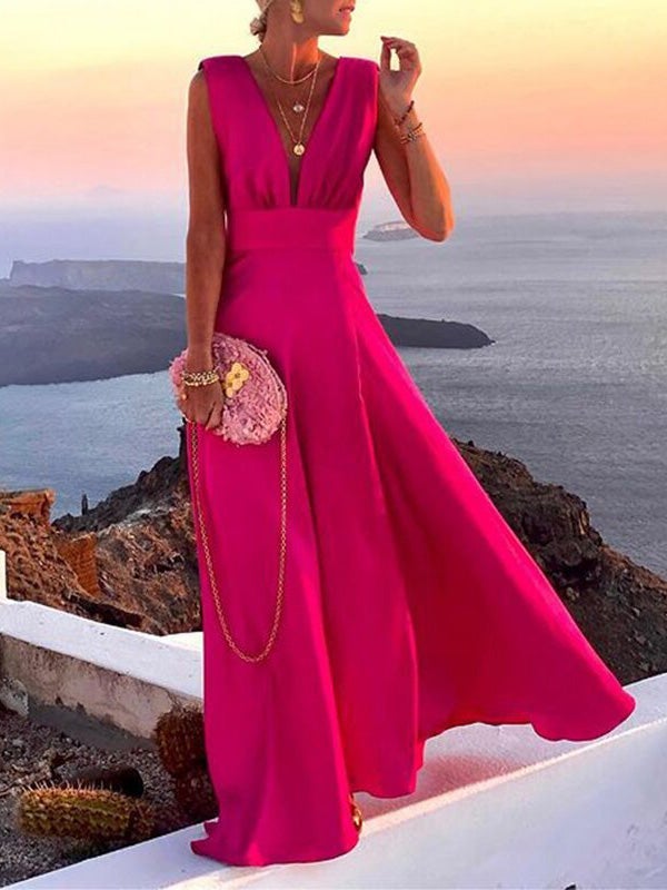 Women's Dresses Deep V-Neck Sleeveless Maxi Dress - Maxi Dresses - Instastyled | Online Fashion Free Shipping Clothing, Dresses, Tops, Shoes - 29/12/2021 - 30-40 - color-blue