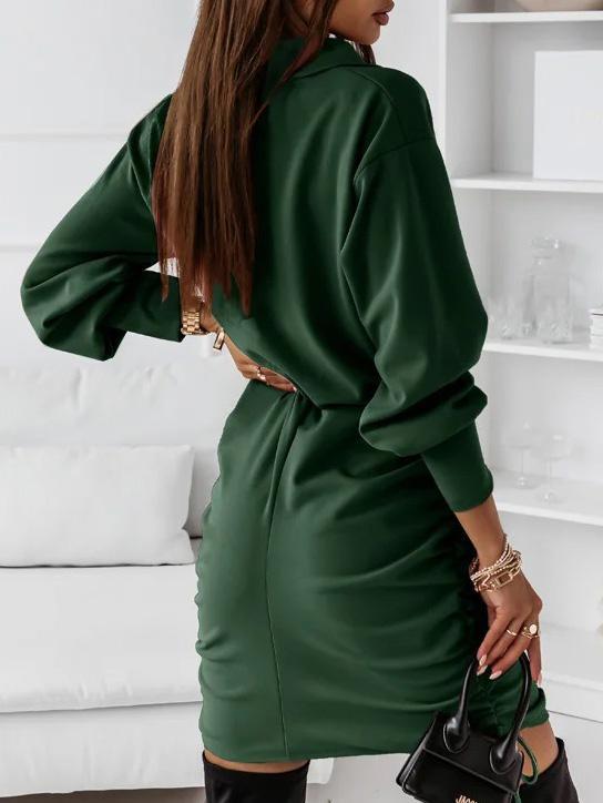 Women's Dresses Drawstring Button Long Sleeve Shirt Dress - Mini Dresses - INS | Online Fashion Free Shipping Clothing, Dresses, Tops, Shoes - 02/09/2021 - 20-30 - Category_Mini Dresses