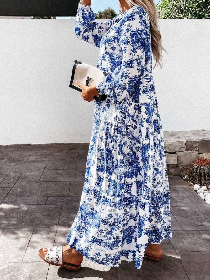 Women's Dresses Fashion Long Sleeve Printed Dress - Maxi Dresses - INS | Online Fashion Free Shipping Clothing, Dresses, Tops, Shoes - 09/08/2021 - 30-40 - Category_Maxi Dresses