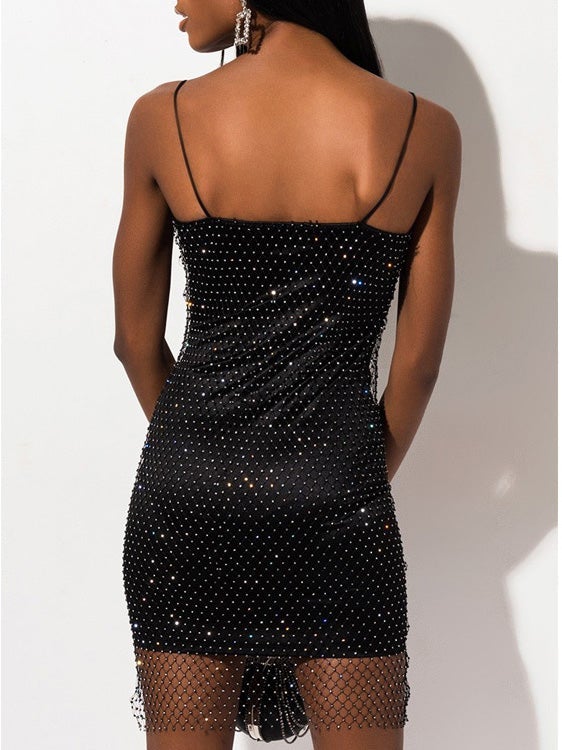 Women's Dresses Flash Diamond Mesh Bare Back Sling Dress - Mini Dresses - Instastyled | Online Fashion Free Shipping Clothing, Dresses, Tops, Shoes - 28/12/2021 - 40-50 - Bodycon Dresses