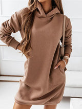 Women's Dresses Hooded Pocket Solid Long Sleeve Dress - Mini Dresses - INS | Online Fashion Free Shipping Clothing, Dresses, Tops, Shoes - 20-30 - 23/09/2021 - color-black