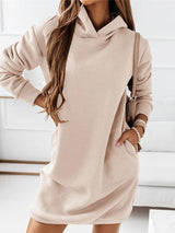 Women's Dresses Hooded Pocket Solid Long Sleeve Dress - Mini Dresses - INS | Online Fashion Free Shipping Clothing, Dresses, Tops, Shoes - 20-30 - 23/09/2021 - color-black