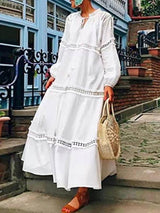 Women's Dresses Lace-Up Lace Stitching Long Sleeve Maxi Dress - Maxi Dresses - INS | Online Fashion Free Shipping Clothing, Dresses, Tops, Shoes - 15/09/2021 - 40-50 - Category_Maxi Dresses