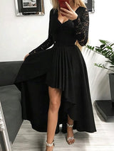 Women's Dresses Lace Wrapped Chest V-neck Long Sleeve Mermaid Dress - Maxi Dresses - INS | Online Fashion Free Shipping Clothing, Dresses, Tops, Shoes - 09/10/2021 - Color_Black - Color_Blue