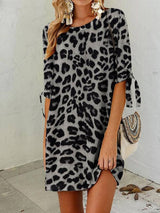 Women's Dresses Leopard Print Round Neck Mini Dress - Mini Dresses - INS | Online Fashion Free Shipping Clothing, Dresses, Tops, Shoes - 10-20 - 22/10/2021 - color-gray