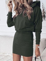 Women's Dresses Long Sleeve Buttocks Solid Hooded Dress - Mini Dresses - INS | Online Fashion Free Shipping Clothing, Dresses, Tops, Shoes - 18/09/2021 - 20-30 - Category_Mini Dresses