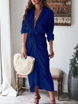 Women's Dresses Long Sleeve Buttoned Temperament Shirt Dress - Maxi Dresses - INS | Online Fashion Free Shipping Clothing, Dresses, Tops, Shoes - 13/09/2021 - 30-40 - Category_Maxi Dresses