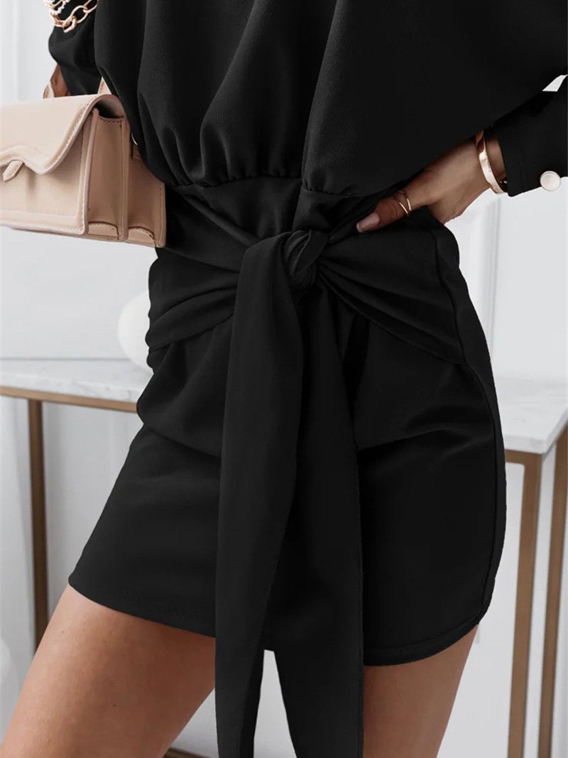 Women's Dresses Long Sleeve Solid Slim Round Neck Dress - Mini Dresses - INS | Online Fashion Free Shipping Clothing, Dresses, Tops, Shoes - 20-30 - 30/08/2021 - Category_Mini Dresses