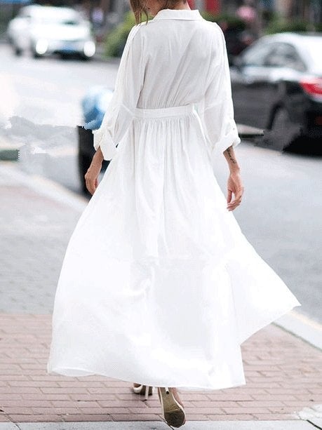 Women's Dresses Long Sleeve Temperament Shirt Dress - Maxi Dresses - INS | Online Fashion Free Shipping Clothing, Dresses, Tops, Shoes - 03/09/2021 - 40-50 - Category_Maxi Dresses