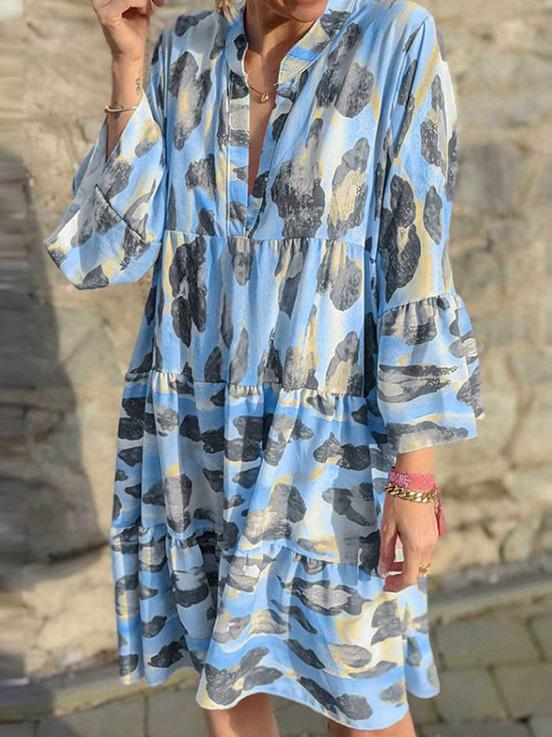 Women's Dresses Loose Printed Long Sleeve Dress - Mini Dresses - INS | Online Fashion Free Shipping Clothing, Dresses, Tops, Shoes - 20-30 - 21/08/2021 - Category_Mini Dresses