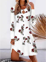 Women's Dresses Loose Printed Long Sleeve Split Dress - Mini Dresses - INS | Online Fashion Free Shipping Clothing, Dresses, Tops, Shoes - 10-20 - 21/08/2021 - Category_Mini Dresses