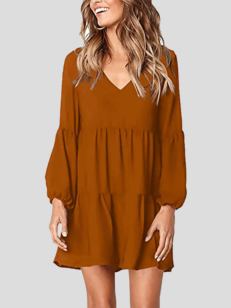 Women's Dresses Loose V-Neck Long Sleeve Mini Dress - Mini Dresses - Instastyled | Online Fashion Free Shipping Clothing, Dresses, Tops, Shoes - 20-30 - 21/12/2021 - Casual Dresses