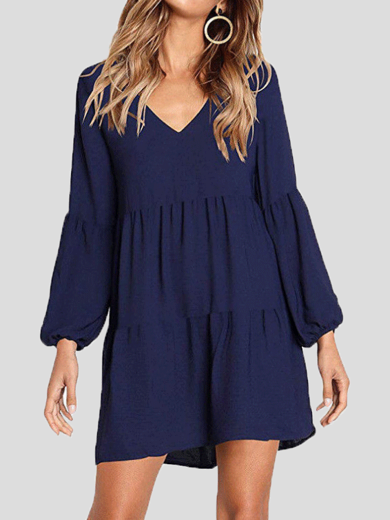 Women's Dresses Loose V-Neck Long Sleeve Mini Dress - Mini Dresses - Instastyled | Online Fashion Free Shipping Clothing, Dresses, Tops, Shoes - 20-30 - 21/12/2021 - Casual Dresses