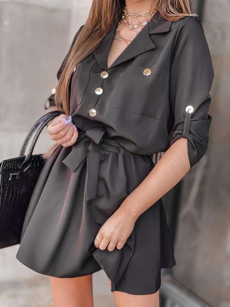 Women's Dresses Nine-Quarter Sleeves With Suit Collar Shirt Dress - Mini Dresses - INS | Online Fashion Free Shipping Clothing, Dresses, Tops, Shoes - 20-30 - 24/08/2021 - Category_Mini Dresses