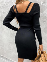 Women's Dresses Off-The-Shoulder V-Neck Metal Pendant Tight Dress - Midi Dresses - INS | Online Fashion Free Shipping Clothing, Dresses, Tops, Shoes - 20-30 - 26/08/2021 - Category_Midi Dresses