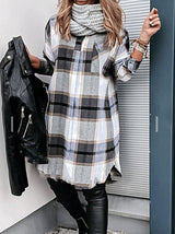 Women's Dresses Plaid Pocket Long Sleeve Shirt Dress - Midi Dresses - INS | Online Fashion Free Shipping Clothing, Dresses, Tops, Shoes - 29/10/2021 - 30-40 - Casual Dresses