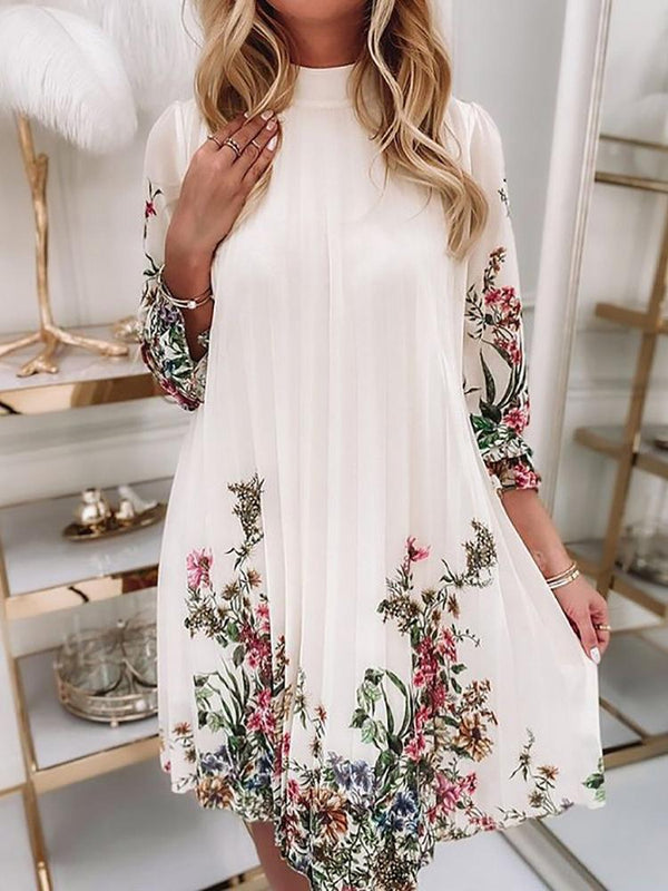 Women's Dresses Pleated Flower Ruffled Long Sleeve Dress - Mini Dresses - INS | Online Fashion Free Shipping Clothing, Dresses, Tops, Shoes - 28/10/2021 - 30-40 - color-multi