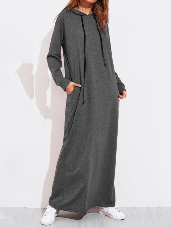 Women's Dresses Pocket Long Sleeve Hooded Maxi Dress - Maxi Dresses - INS | Online Fashion Free Shipping Clothing, Dresses, Tops, Shoes - 20-30 - 20/10/2021 - Casual Dresses