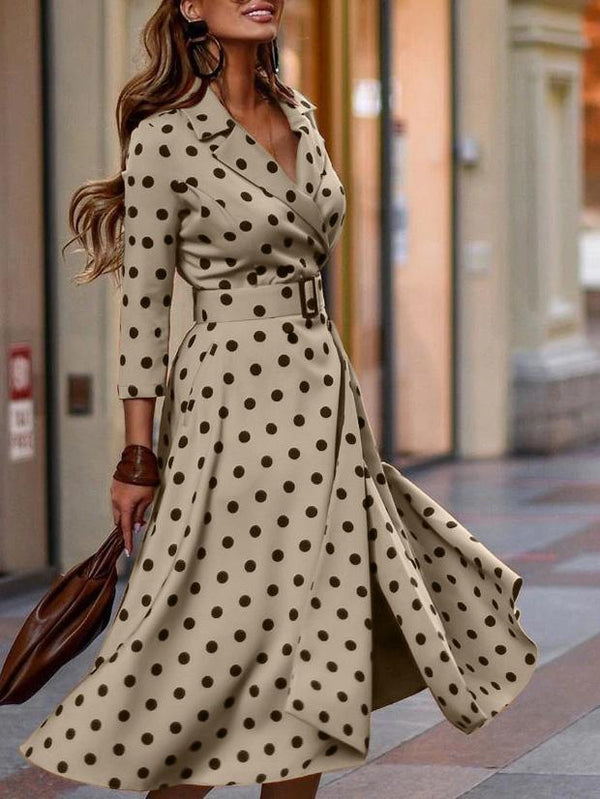 Women's Dresses Polka Dot Temperament Long Sleeve Dress - Midi Dresses - INS | Online Fashion Free Shipping Clothing, Dresses, Tops, Shoes - 15/09/2021 - 40-50 - Category_Midi Dresses