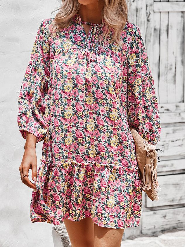 Women's Dresses Printed Long Sleeve Casual Holiday Dress - Mini Dresses - INS | Online Fashion Free Shipping Clothing, Dresses, Tops, Shoes - 10/08/2021 - 30-40 - Category_Mini Dresses