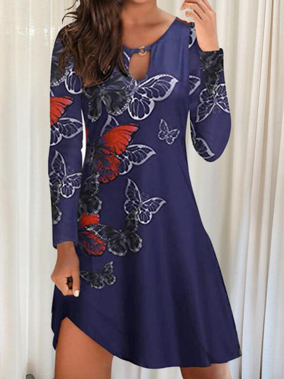 Women's Dresses Printed Temperament Long Sleeve Dress - Mini Dresses - INS | Online Fashion Free Shipping Clothing, Dresses, Tops, Shoes - 13/09/2021 - 20-30 - Category_Mini Dresses