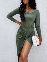 Women's Dresses Slim Fit Solid Long Sleeve Dress - Midi Dresses - INS | Online Fashion Free Shipping Clothing, Dresses, Tops, Shoes - 20-30 - 25/08/2021 - Category_Midi Dresses