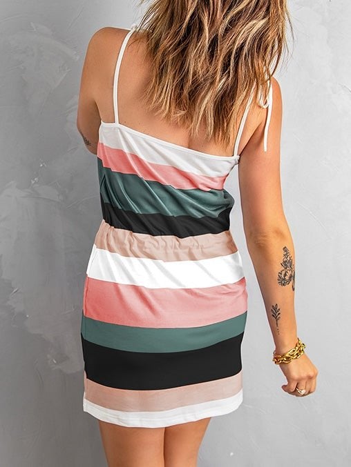 Women's Dresses Striped Strap Belted Pocket Sleeveless Dress - Mini Dresses - Instastyled | Online Fashion Free Shipping Clothing, Dresses, Tops, Shoes - 30-40 - 31/12/2021 - Casual Dresses