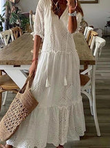 Women's Dresses Sweet V-Neck Suspenders Short Sleeve Dress - Maxi Dresses - INS | Online Fashion Free Shipping Clothing, Dresses, Tops, Shoes - 11/08/2021 - 40-50 - Category_Maxi Dresses