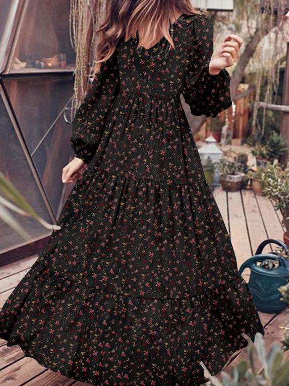 Women's Dresses Temperament Chiffon V-Neck Long Sleeve Dress - Maxi Dresses - INS | Online Fashion Free Shipping Clothing, Dresses, Tops, Shoes - 21/08/2021 - 30-40 - Category_Maxi Dresses