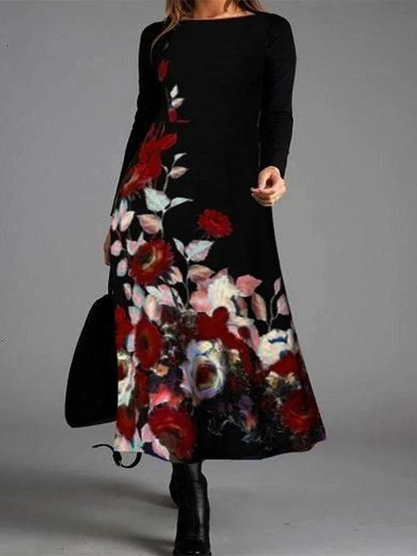 Women's Dresses Temperament Floral Print Long Sleeve Dress - Maxi Dresses - INS | Online Fashion Free Shipping Clothing, Dresses, Tops, Shoes - 16/09/2021 - 20-30 - Category_Maxi Dresses