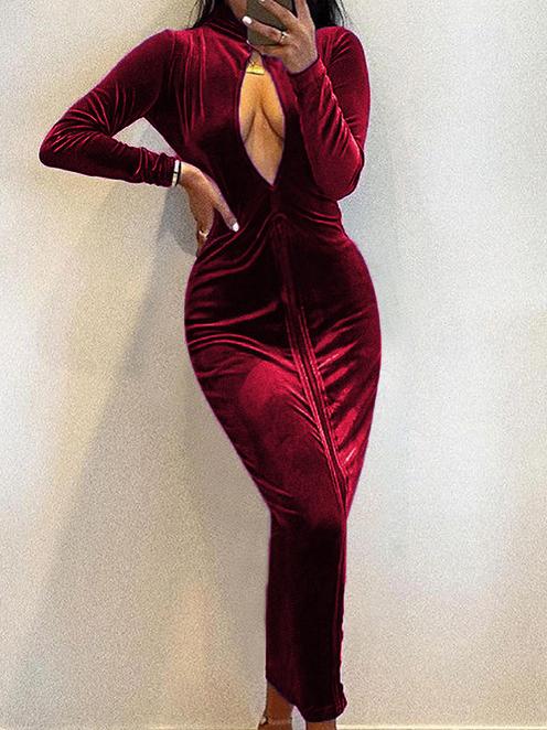 Women's Dresses Temperament Long Sleeve High-Neck Hollow Dress - Maxi Dresses - INS | Online Fashion Free Shipping Clothing, Dresses, Tops, Shoes - 11/10/2021 - 20-30 - color-black