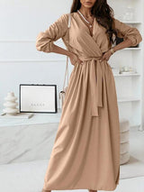 Women's Dresses Temperament V-Neck Long Sleeve Slim Dress - Midi Dresses - INS | Online Fashion Free Shipping Clothing, Dresses, Tops, Shoes - 20-30 - 22/09/2021 - color-blue