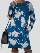 Women's Dresses Tie-Dye Print Gradient Long Sleeve Round Neck Dress - Mini Dresses - INS | Online Fashion Free Shipping Clothing, Dresses, Tops, Shoes - 10/09/2021 - 20-30 - Category_Mini Dresses